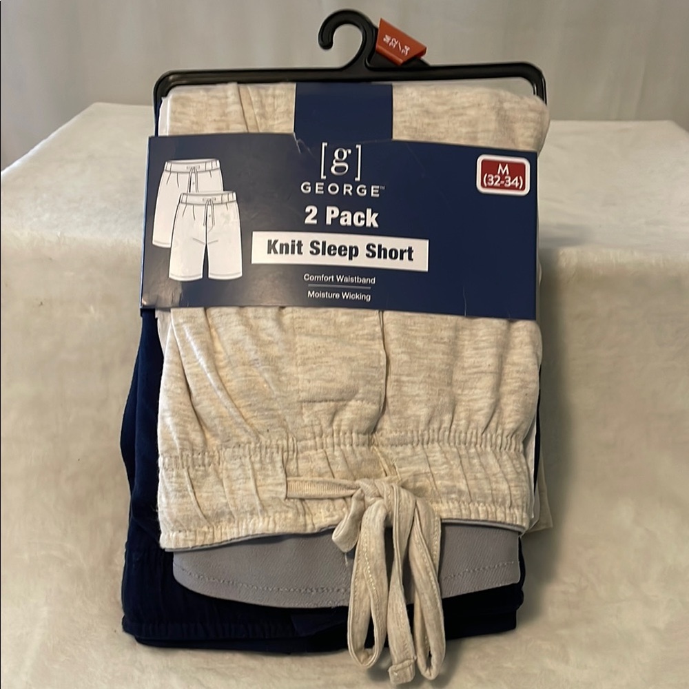 George 2 Pack Knit Sleep Shorts - Light Tan and Dark Blue
